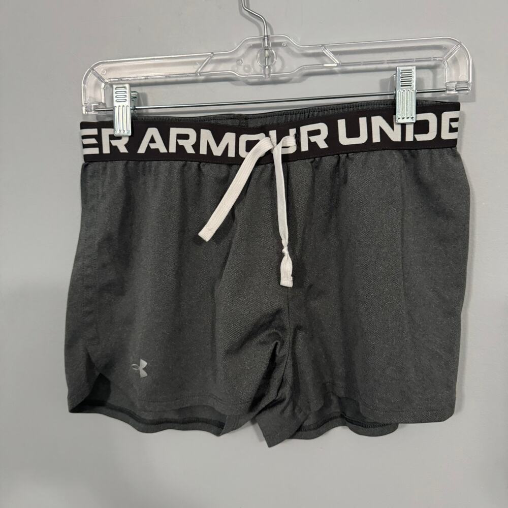 UA Under Armour Youth Drawstring Pull On Shorts Youth Size XL Gray w/ Logo Band